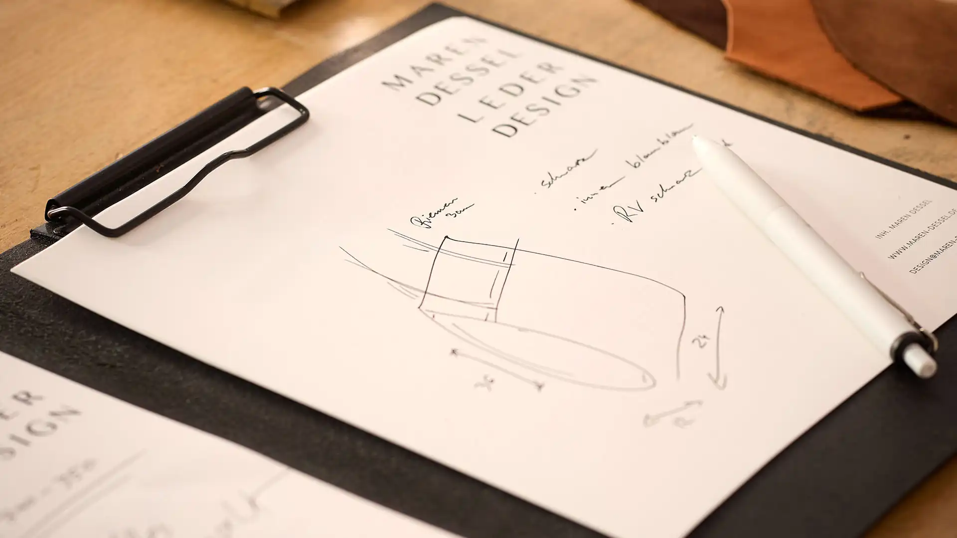 Maren-Dessel-Skizze und Entwurf der geplanten Anfertigung
